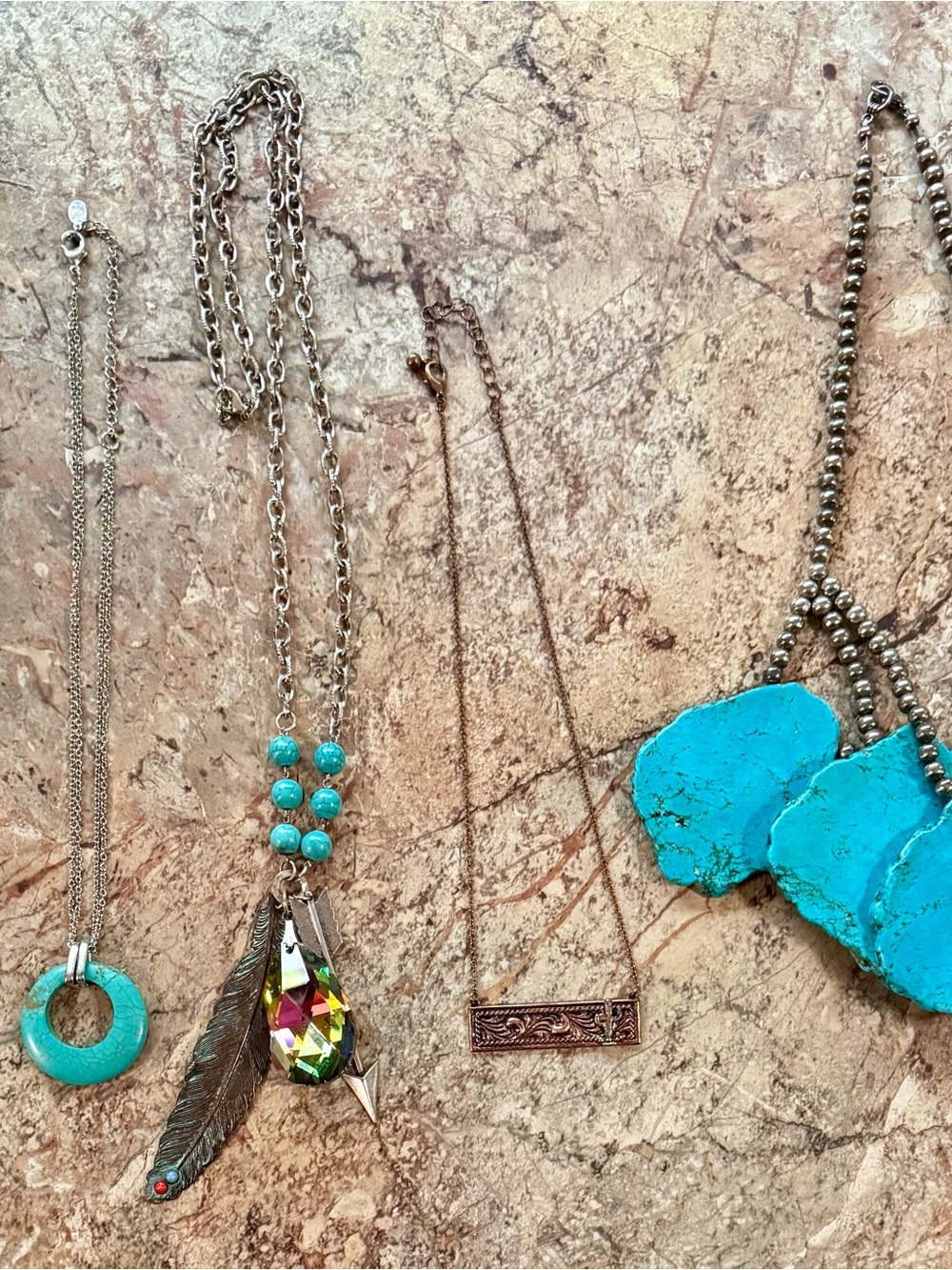 Western trend Turquoise and Silver Boho Pendant Necklaces